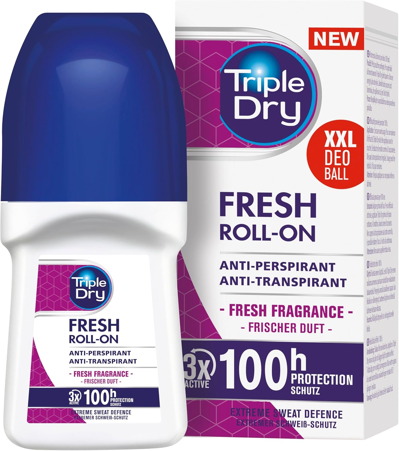 Triple Dry Women | With Charcoal Anti-Perspirant Roll On 50Ml | 72-Hour Protection Against Excessive Sweating | Fights Odour | Triple Active Formula | Clinically Proven | Female (Pack Of 2)