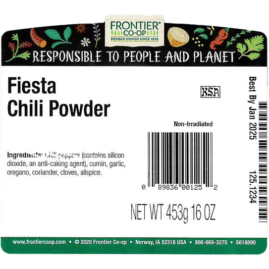 Frontier Chili Powder Blend, Fiesta, 16 Ounce Bag