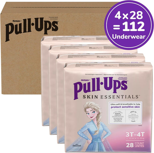 Pull-Ups Girls' Skin Essentials Potty Training Pants, Training Underwear, 3T-4T (32-40 Lbs), 112 Ct (4 Packs Of 28)