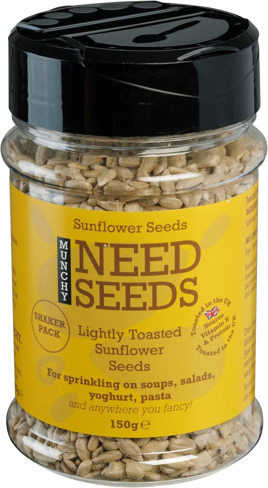 Munchy Seeds Lightly Toasted Sunflower Seeds 150G Nutty, Crunchy Seeds In A Shaker For Snacking And Topping Salads, Cereal, Baked Goods, High In Protein, Fiber, And Essential Nutrients - Gluten-Free