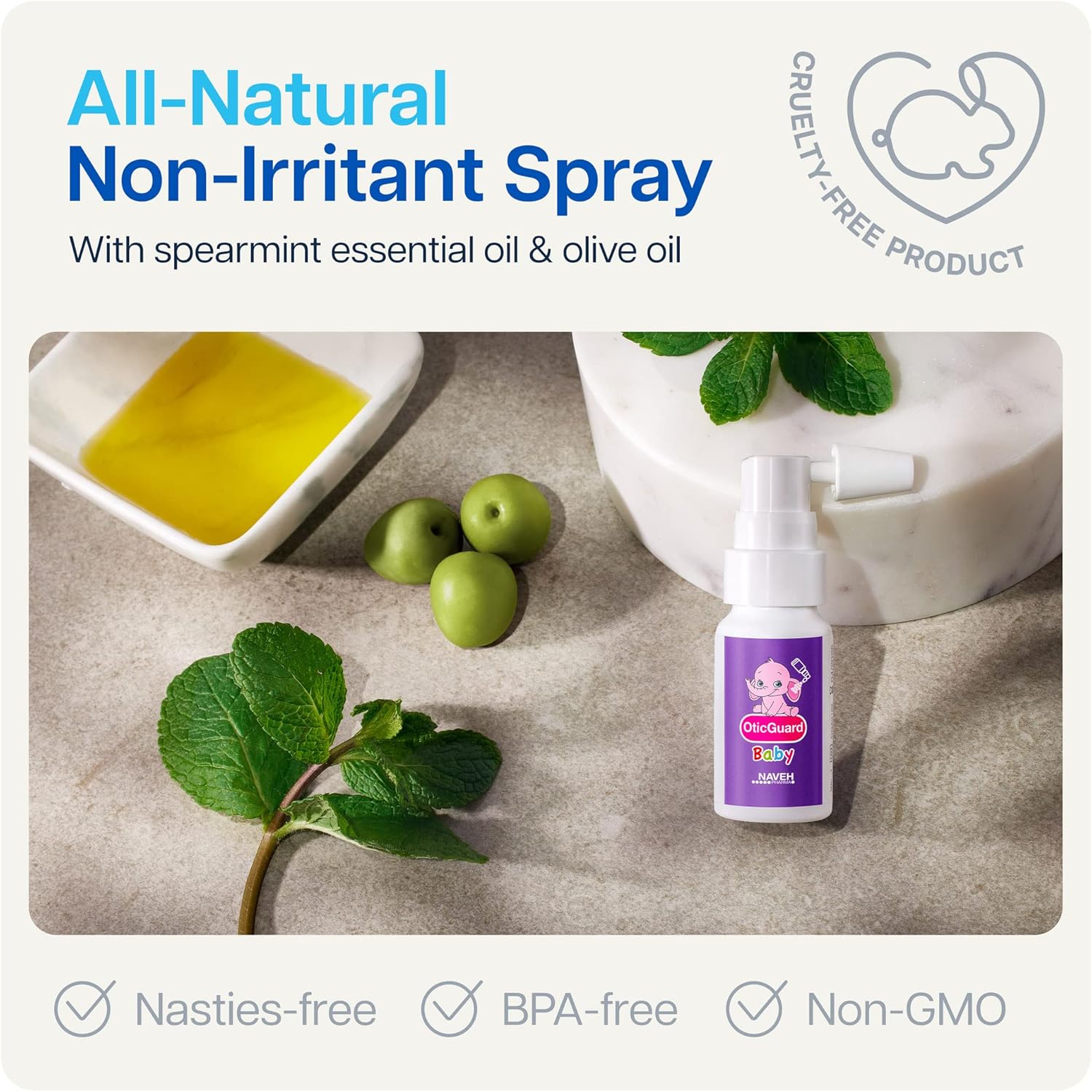 NAVEH PHARMA Otic Guard Baby - Natural Ear Spray Drops | Organic Herbal Sweet Oil Blend 3 in 1| Itchy Ear, Swimmer's Ear, & Ear Wax Removal | Clogged Ears | 1 Fl Oz : Health & Household