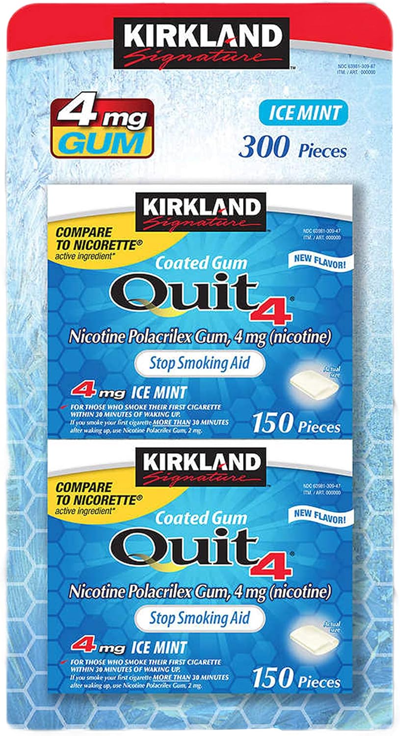 Kirkland Signature Quit Ice Mint Gum 4 mg, 300 Pieces