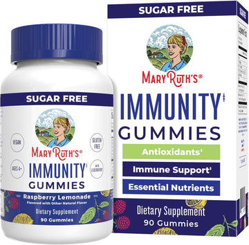 Maryruth Organics Sugar Free Immunity Gummies, Powerful Blend, Elderberry Vitamin C & Zinc, Vitamin D3 & Echinacea, Immune Support Supplement & Gummies For Kids & Adults, Vegan, Non Gmo, 90Ct