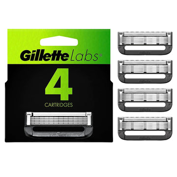 Gillette Labs Mens Razor Blade Refills Compatible With Gillette Labs Razors - 4 Cartridges With Exfoliating Bar