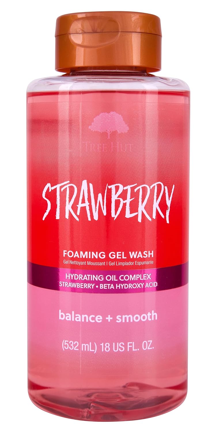 Tree Hut Strawberry Foaming Gel Wash | Cleanse & Soothe Skin Without Stripping Moisture | Made With Our Hydrating Oil Complex | 18 Fl Oz