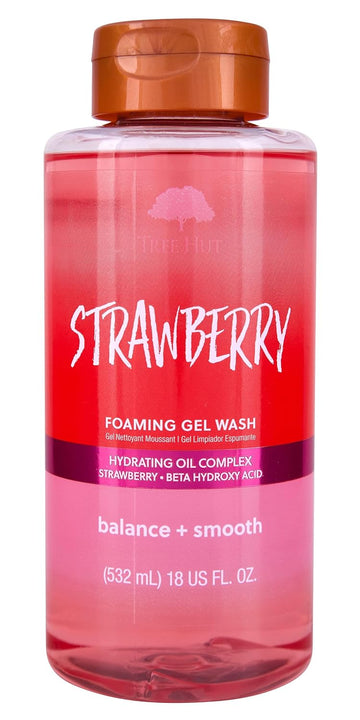 Tree Hut Strawberry Foaming Gel Wash | Cleanse & Soothe Skin Without Stripping Moisture | Made With Our Hydrating Oil Complex | 18 Fl Oz