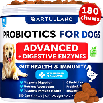 Probiotics for Dogs - Support Gut Health, Itchy Skin, Allergies, Immunity, Yeast Balance - Dog Probiotics and Digestive Enzymes with Prebiotics - Reduce Diarrhea, Gas - 180 Probiotic Chews for Dogs