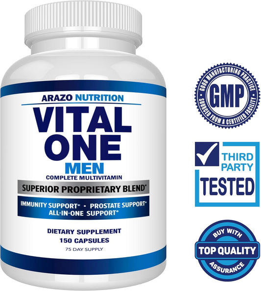 Arazo Nutrition Vital One Multivitamin For Men – Daily Wholefood Supplement - 150 Vegan