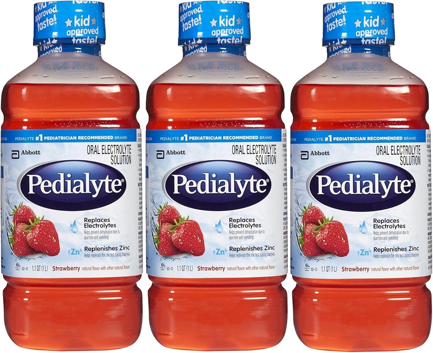 Pedialyte Oral Electrolyte Solution - Strawberry - 1 Lt (Strawberry, 3 Pack)