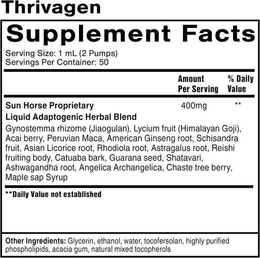 Quicksilver Scientific Thrivagen - Women's Health Supplement with 15 Energy, Hormone Balance & Adrenal Support Botanicals - Adaptogenic Herbs with Shatavari, Rhodiola & Maca Root (1.7oz / 50ml) : Health & Household