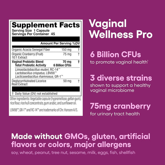 Physician'S Choice Vaginal Probiotics For Women - Unique With Licorice Root - Ph Balance, Odor Control, Yeast, Vaginal Microbiome & Feminine Health - 6B Cfu - Organic Prebiotic, Cranberry - 45 Ct