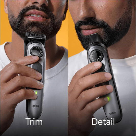 Braun Beard Trimmer Series 5 & Hair Clippers, Beard Trimmer Men Rechargeable, 40 Length Settings, 100-Min Cordless Runtime & Waterproof, Bt5440, Silver, Black