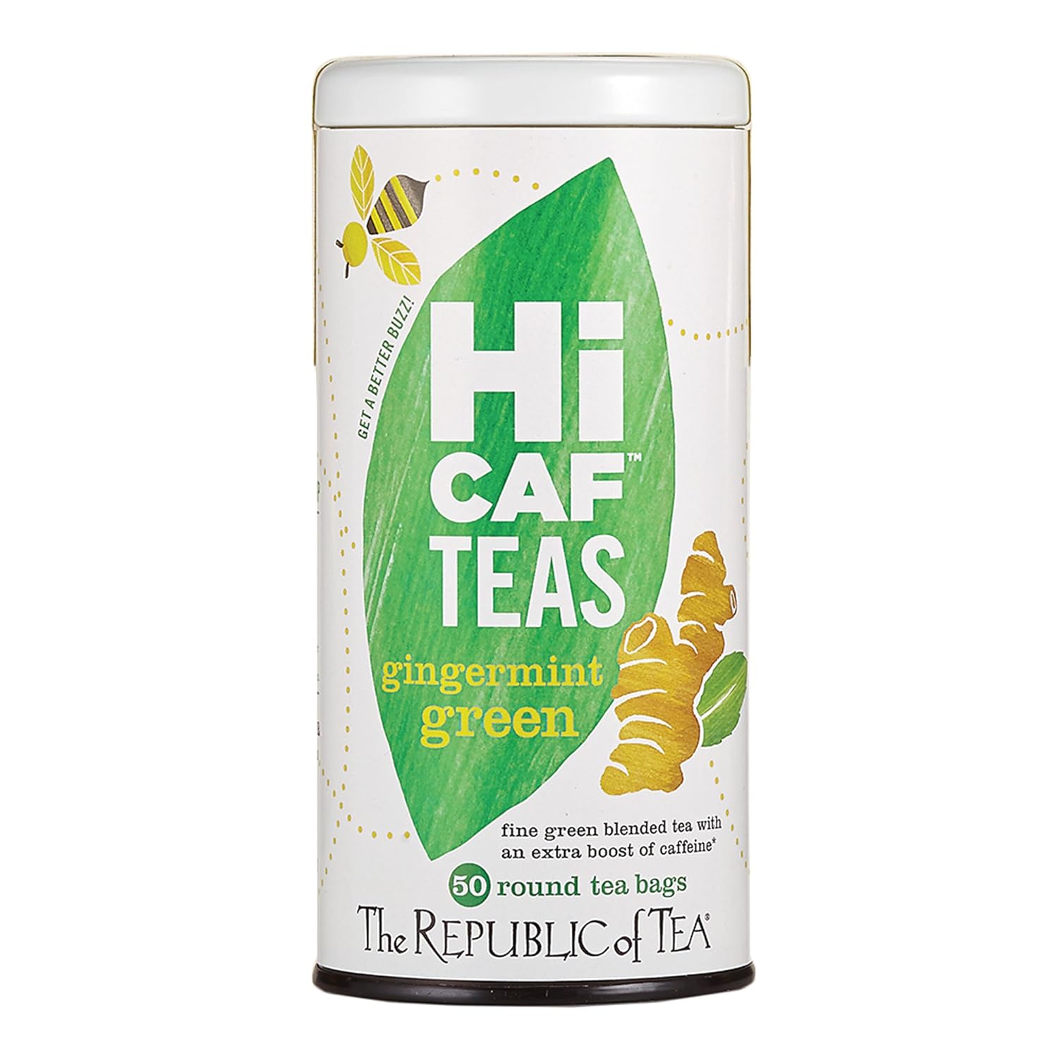 The Republic Of Tea — Hicaf Gingermint Green Tea, 50 Tea Bags, High In Caffeine