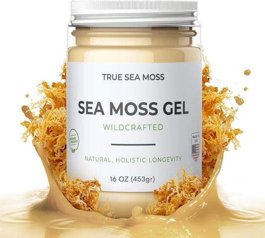 Wildcrafted Irish Sea Moss Gel and Sea Moss Green Blend Nutritious Raw Seamoss Rich in Minerals, Proteins & Vitamins – Antioxidant Health Supplement, Vegan-Friendly Made in USA