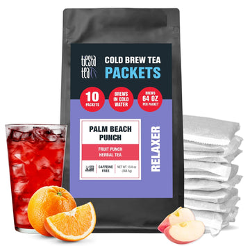 Tiesta Tea - Palm Beach Punch Cold Brew Tea | Fruit Punch Herbal Tea | Premium Loose Leaf Iced Tea Blends | Non Caffeinated Iced Tea | 10 Cold Brew Tea Bags - Brews 1 64Oz Pitcher Each