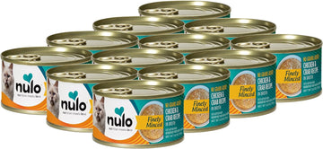 Nulo Grain-Free Finely Minced Wet Canned Cat & Kitten Food, Chicken And Crab In Broth, 2.8 Ounce, 12 Cans