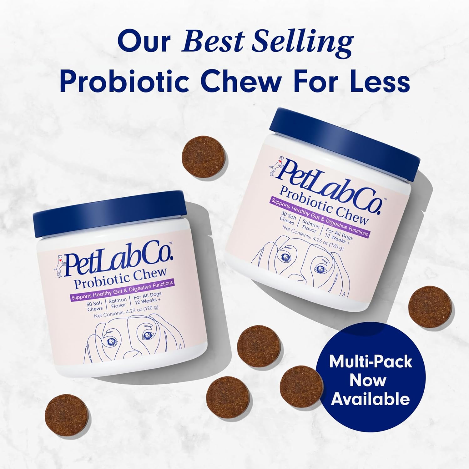 PetLab Co. Probiotics for Dogs, Support Gut Health, Diarrhea, Digestive Health & Seasonal Allergies - Salmon Flavor - 30 Soft Chews : Pet Supplies