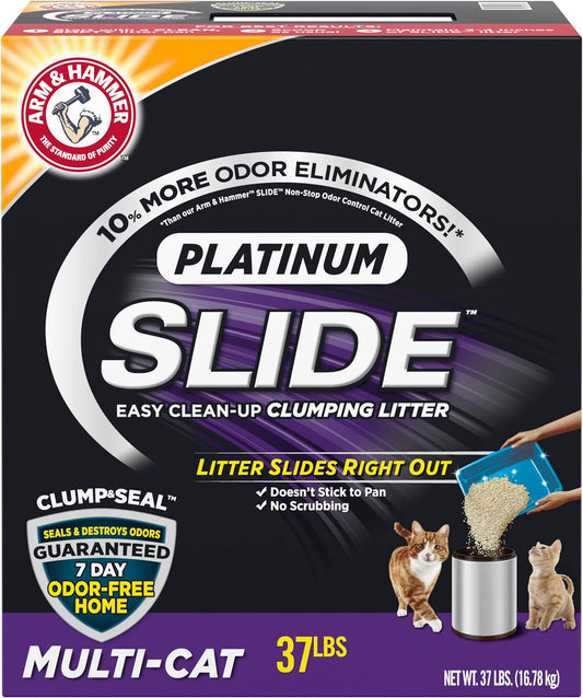 Bundle Of Arm & Hammer Slide Platinum Clumping Cat Litter, Multi-Cat, 37Lb + Arm & Hammer Cat Litter Deodorizer 30 Oz