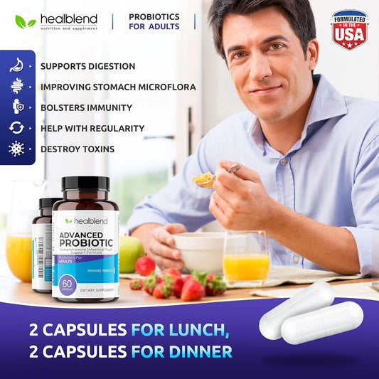 Probiotics For Digestive Health, 11.5 Billion Cfu Per Serving: De111, Lactobacillus, Bifidobacterium, Acidophilus Probiotic Supplement, Bloating, Gas And Constipation Relief, 60 Capsules