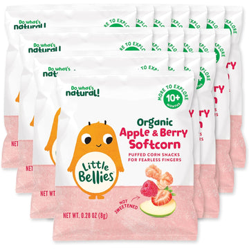 Little Bellies Organic Softcorn Baby Snack Puffs, Apple & Berry, Individual Snack Packs (Pack of 18)