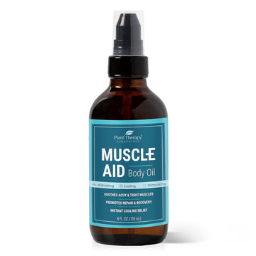 Plant Therapy Muscle Aid Body Oil 4 Oz Soothes Muscles, Refreshing & Minty, Filled With Vitamins, Minerals & Unsaturated Fatty Acids