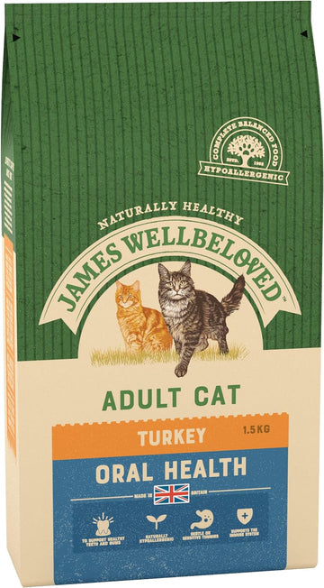 James Wellbeloved Complete Dry Oralcare Cat Food Turkey and Rice, 1.5 kg (Packaging May Vary)?03JW24