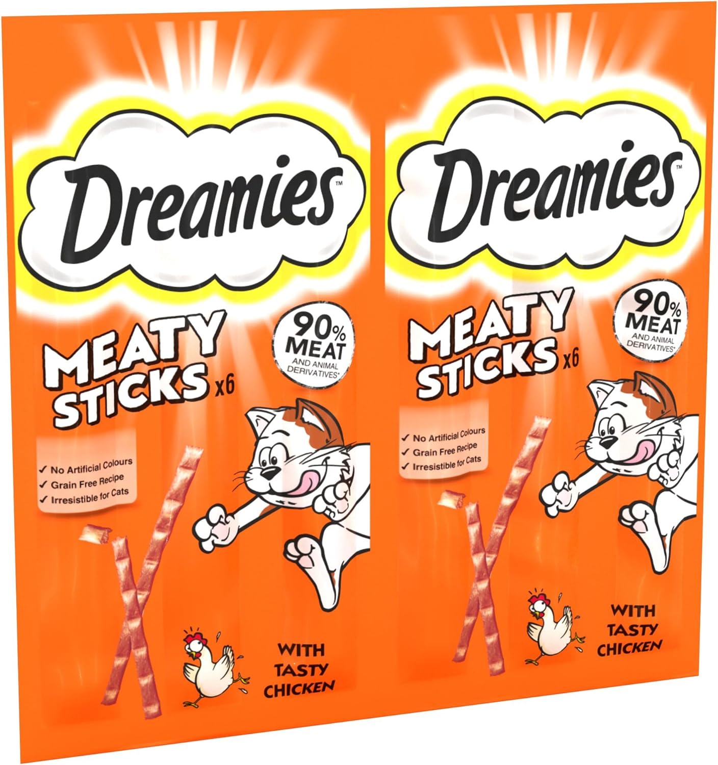 Dreamies Meaty Sticks 84 Pieces, Cat Treats Tasty Snacks with Delicious Chicken, Pack of 14 x(30g)?438615