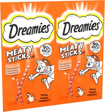 Dreamies Meaty Sticks 84 Pieces, Cat Treats Tasty Snacks with Delicious Chicken, Pack of 14 x(30g)?438615