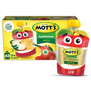 Mott'S Original Applesauce, 3.2 Oz Clear Pouches, 48 Count (4 Packs Of 12), No Artificial Flavors, Good Source Of Vitamin C, Nutritious Option For The Whole Family