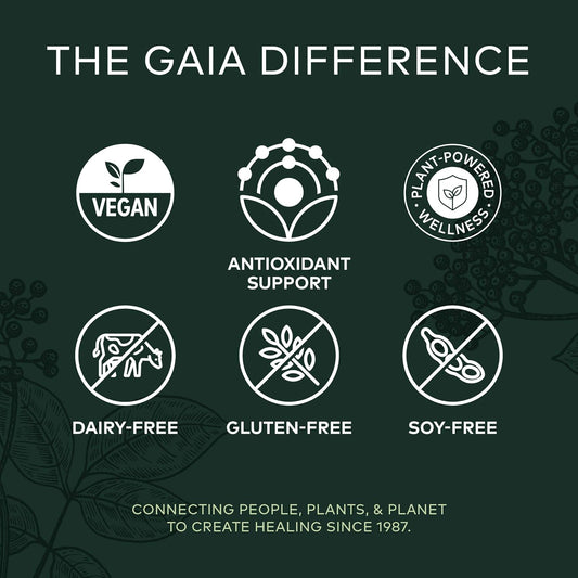 Gaia Herbs, Black Elderberry, Organic Sambucus Elderberry Extract for Daily Immune and Antioxidant Support, Vegan Powder Capsules, 60 Count