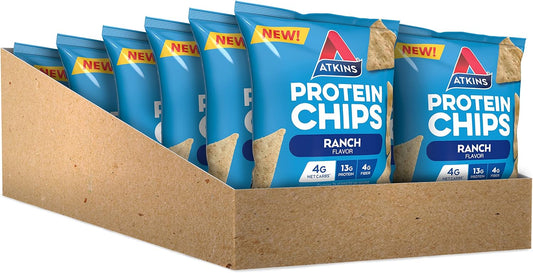 Atkins Ranch Protein Chips, 4G Net Carbs, 13G Protein, Gluten Free, Low Glycemic, Keto Friendly, 12 Count