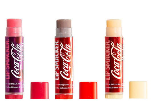 Lip Smacker Coca Cola Collection, lip balm made for kids - Cherry Coke, Coke, Vanilla Coke, trio