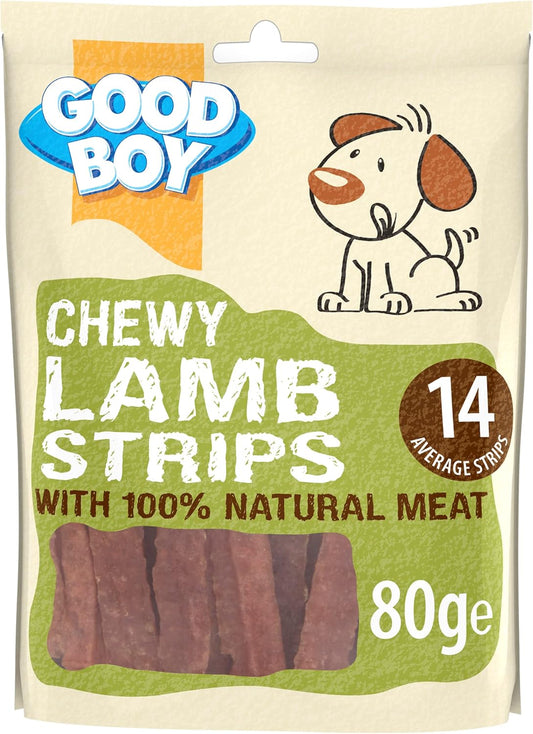 Good Boy Lamb Strips - Natural Dog Treats - Wheat And Cereal Free Recipe - Bulk Box - 10 X 80G