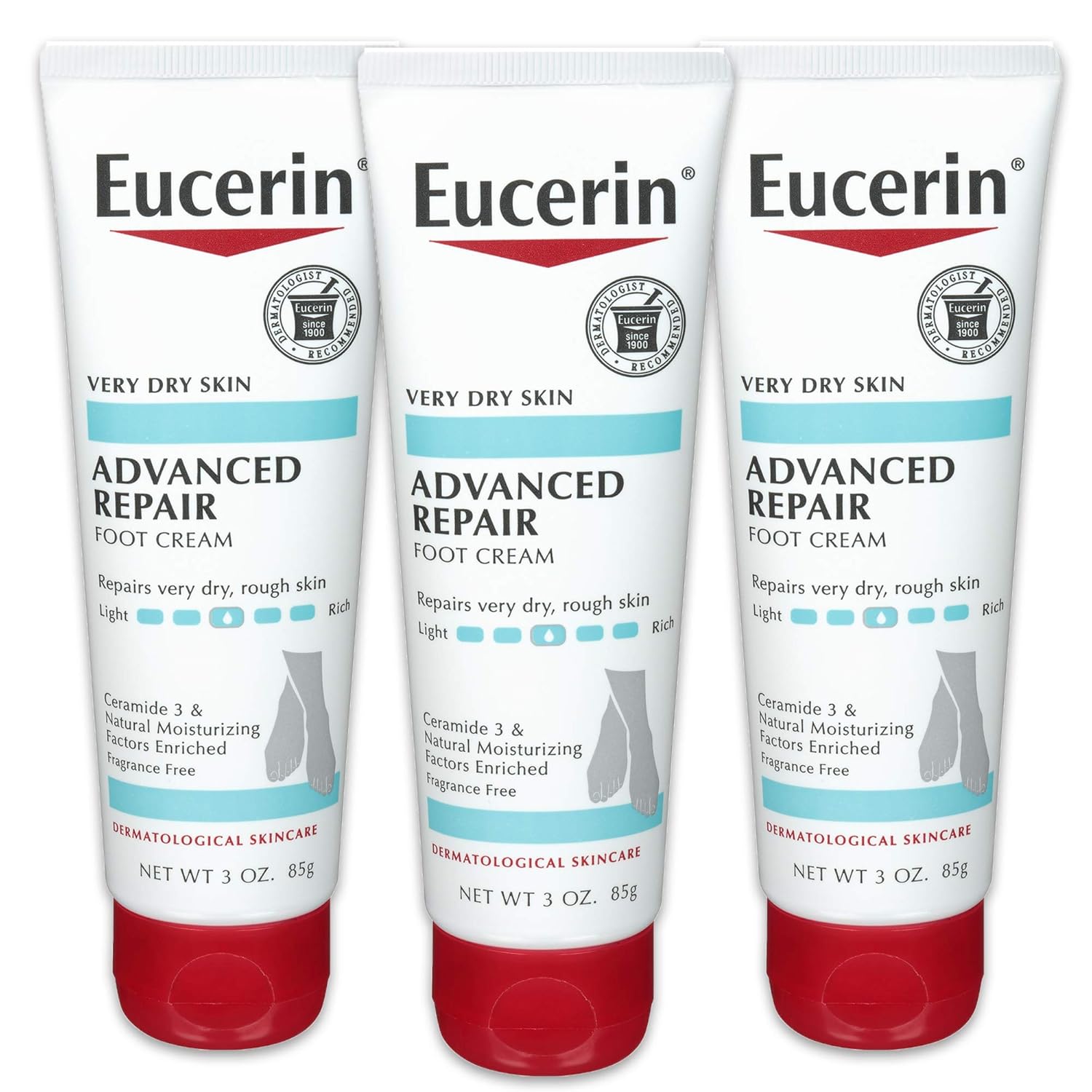 Eucerin Advanced Repair Foot Cream, Unscented Foot Care Cream For Dry Feet And Heels, 3 Oz Tube (pack of 1)