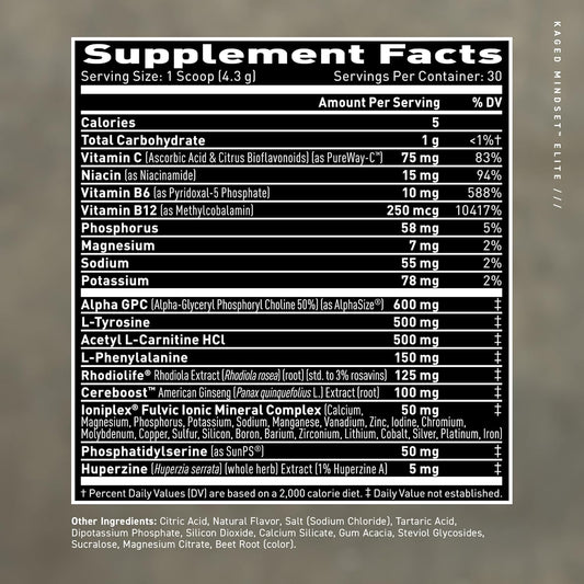 Kaged Nootropic Mindset Elite | Focus And Productivity Supplement | Stimulant Free | Supports Working Memory, Focus, And Mood* | Strawberry Lemonade - 30 Servings