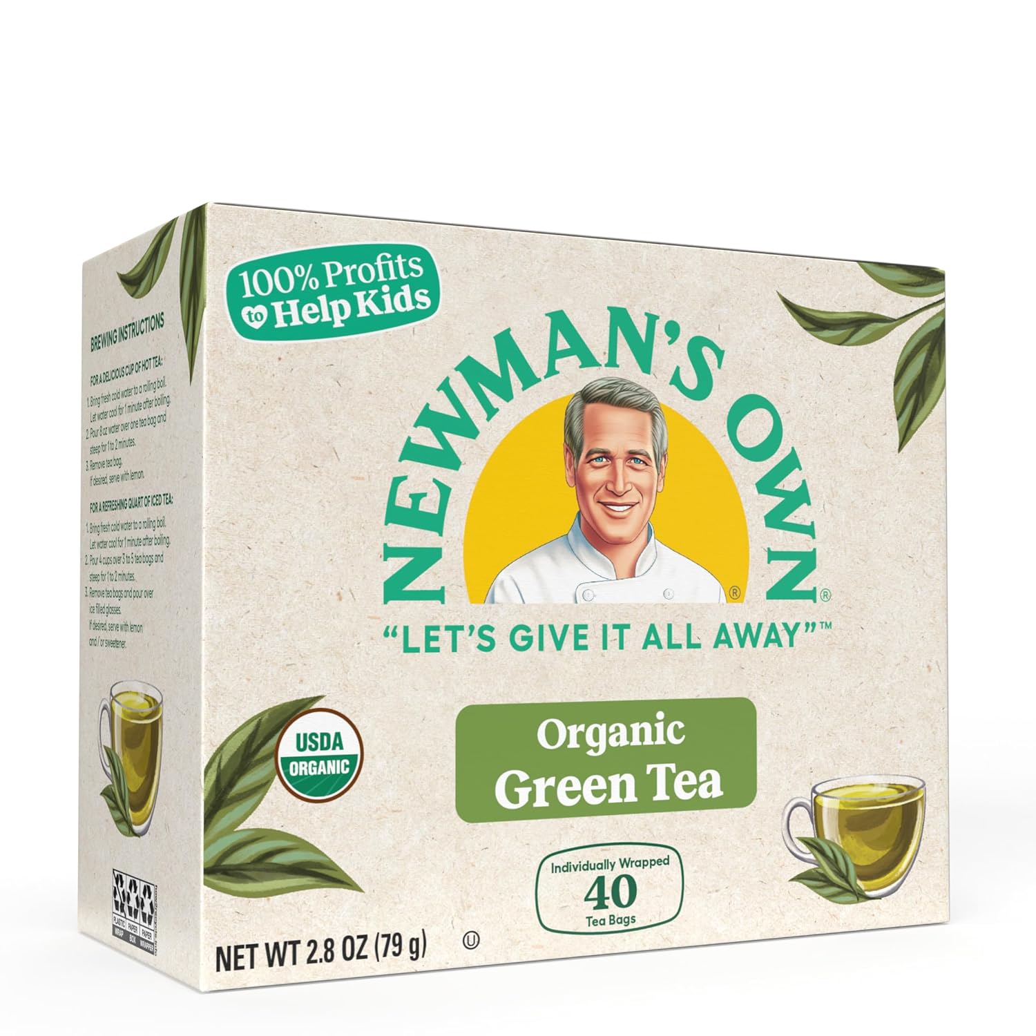 Newmans Own Organics Organic Royal Green Tea, 40 Ct