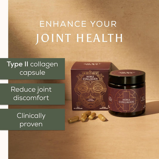 Ancient + Brave Noble Collagen - Type 2 Collagen Capsules For Joint Health, Healthy Bones & Ligaments - Enhanced With Vitamin C, Boswellia Serrata & Manganese - Gluten Free, Soy Free, 30 Capsules