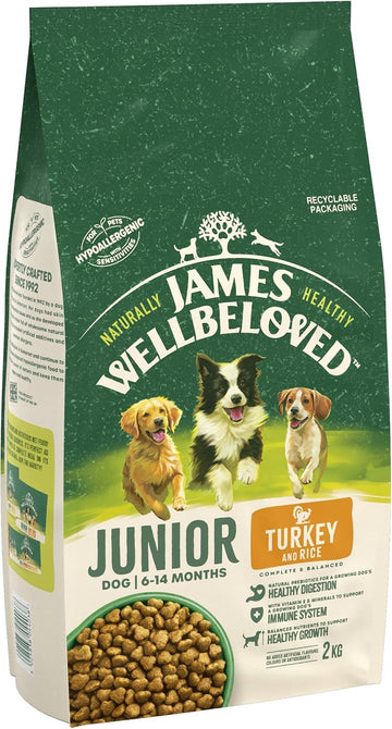 James Wellbeloved Junior Turkey & Rice 2 kg Bag, Hypoallergenic Dry Dog Food?02JWTJ2
