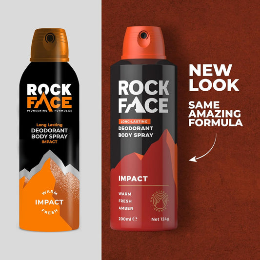 Rock Face Men'S Body Spray - Impact Fragrance Body Spray Deodorant For Men, 200Ml, Ginger & Amber Scent, Long Lasting
