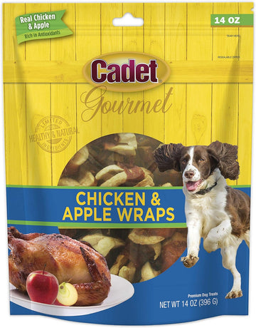 Cadet Gourmet Chicken & Apple Wrapped Dog Treats Wraps - Healthy & Natural Chicken & Apple Dog Training Treats For Small & Large Dogs - Inspected & Tested In Usa (14 Oz.)
