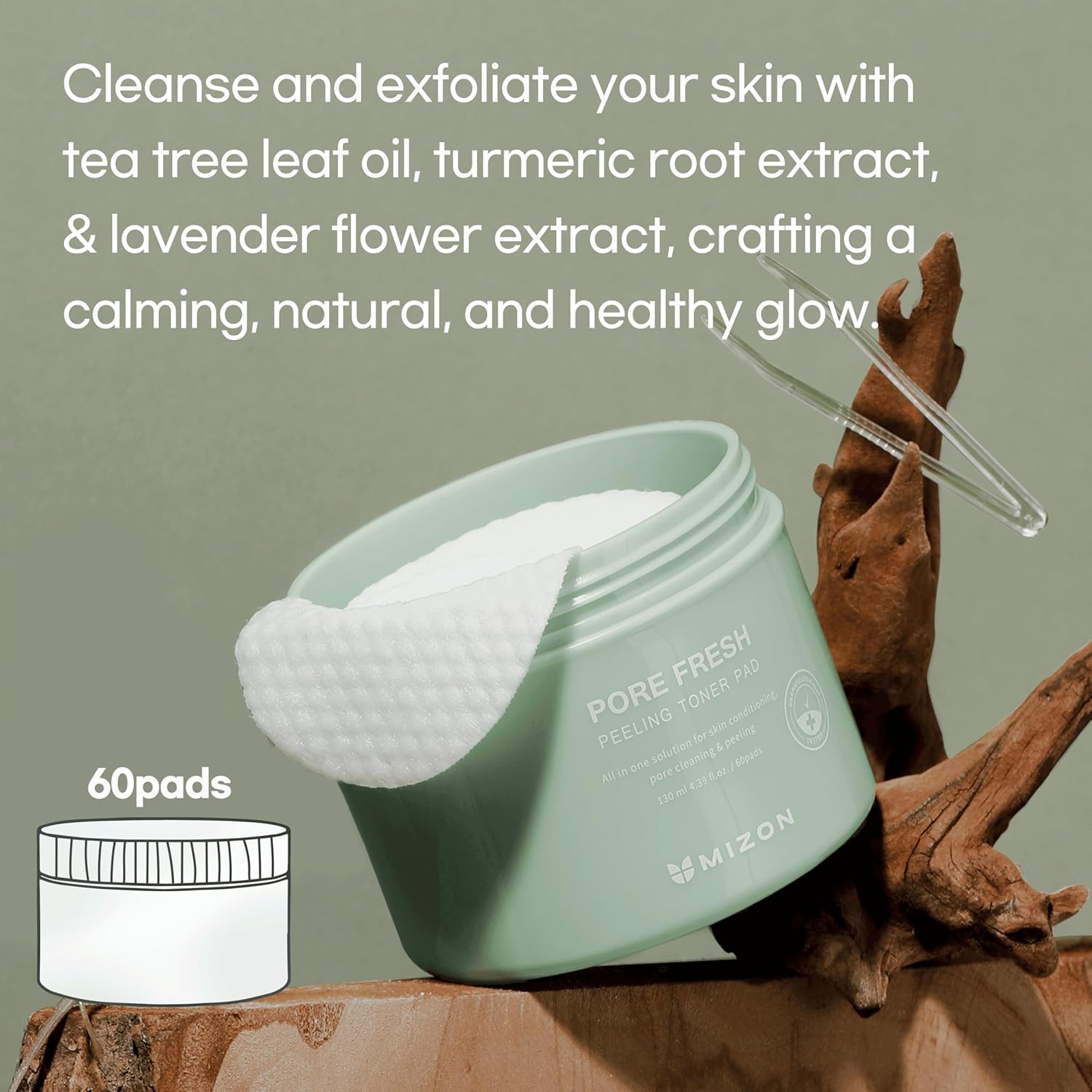 Mizon Pore Fresh Peeling Toner Pads Aha Bha Pha With Tea Tree & Turmeric Extracts, Gentle Exfoliation & Deep Cleansing, Korean Peeling Pads Cotton Soothing Exfoliating Pore Tightening (60 Pcs) : Beauty & Personal Care