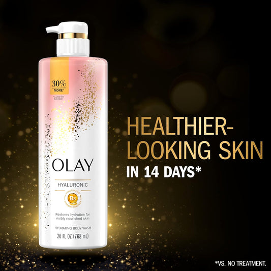 Olay Cleansing & Moisturizing Womens Body Wash 4Ct With Vitamin B3 And Hyaluronic Acid 26 Fl Oz (Pack Of 4)