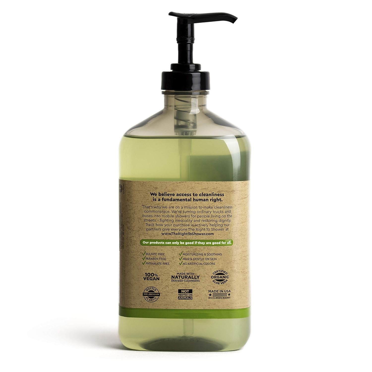 The Right To Shower Sulfate Free Body Wash, Hope, Aloe Vera + Dewy Moss, 16 Fl Oz