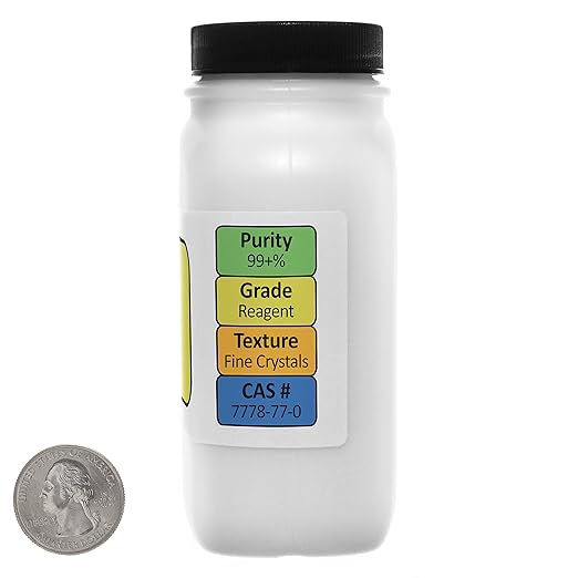 Potassium Phosphate Monobasic [KH2PO4] 99+% Fine Crystals 1 Lb in Two Space-Saver Bottles