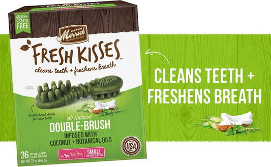 Merrick Fresh Kisses Natural Dental Chews Infused With Coconut And Botanical Oils For Small Dogs 15-25 Lbs - 48 Ct. Box