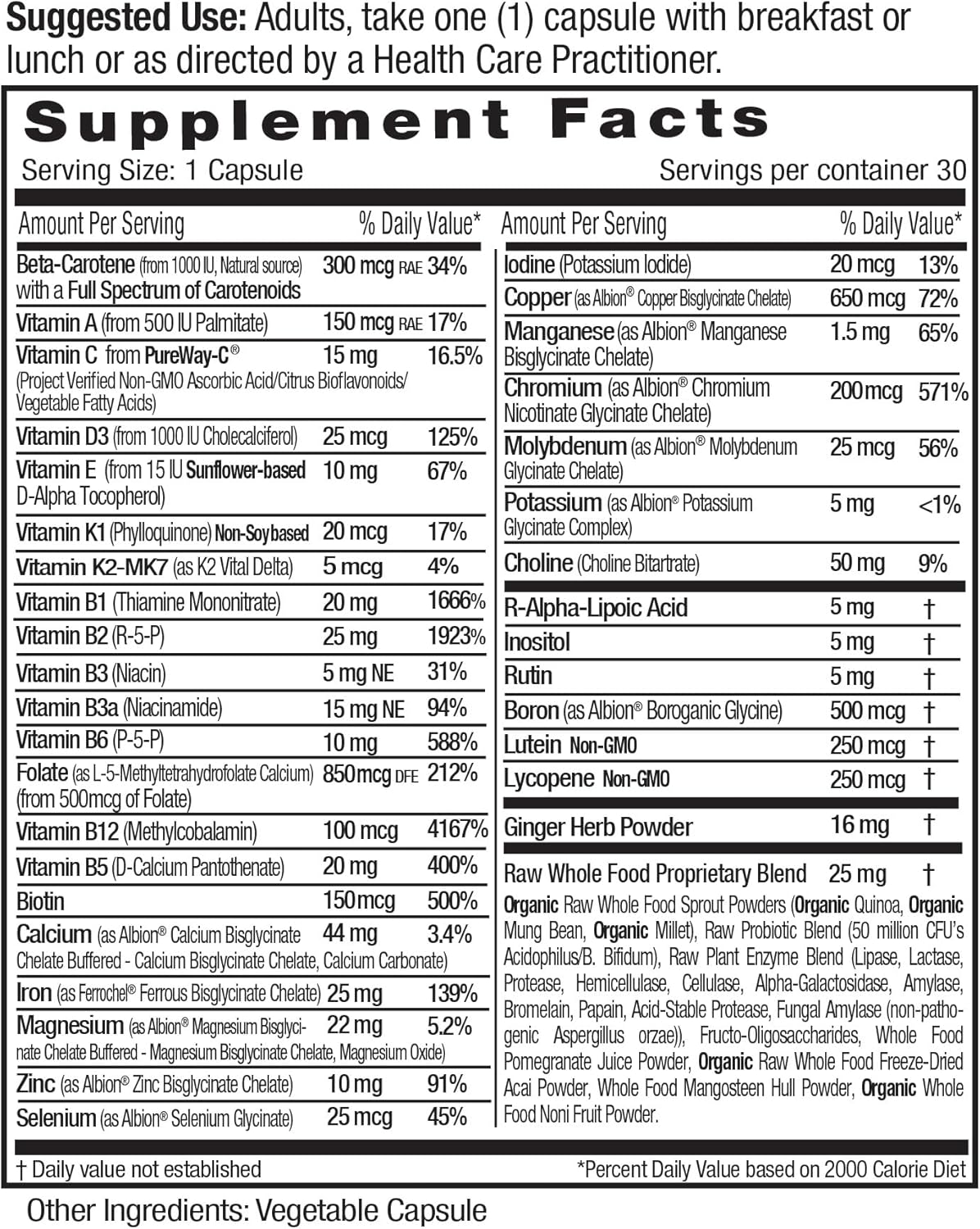 Emerald Labs Prenatal 1-Daily Multi - Prenatal Multivitamin With Methylated Folate, Iron, Whole-Food Blend & More - Soy-Free, Gluten-Free - 60 Vegetable Capsules