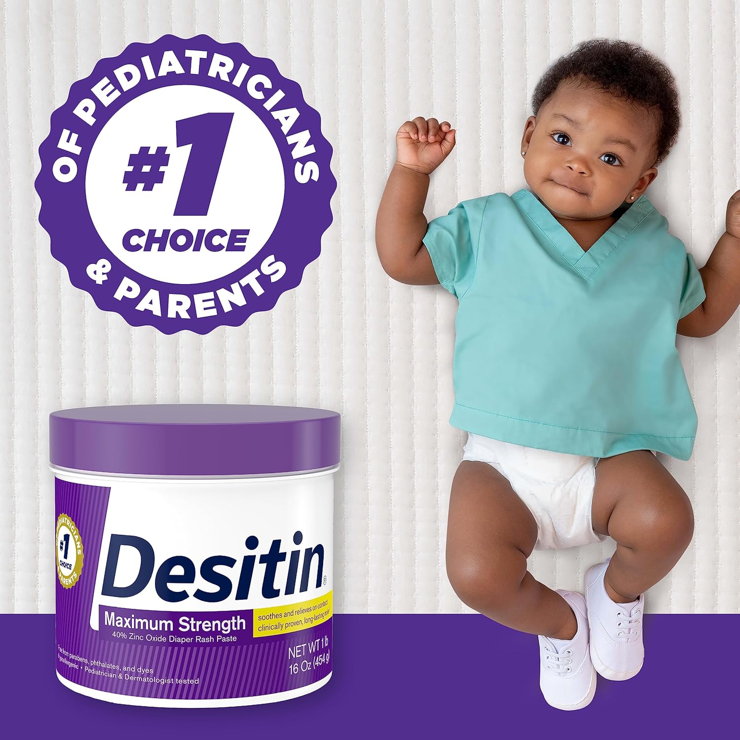 Desitin Maximum Strength, 16 oz Diaper Rash Cream, 40% Zinc Oxide, Hypoallergenic, Paraben-free, Pediatrician & Dermatologist Tested, Baby : Baby