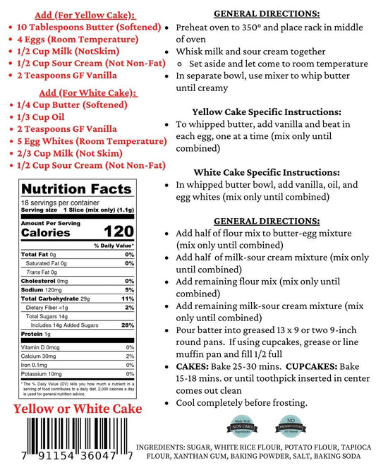 Gluten Free Yellow or White Cake Mix