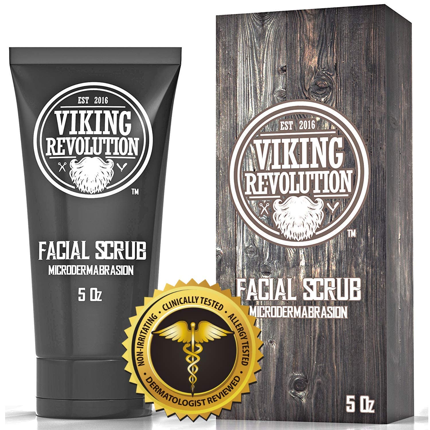 Viking Revolution Microdermabrasion Face Scrub for Men - Facial Cleanser for Skin Exfoliating, Deep Cleansing, Removing Blackheads, Acne, Ingrown Hairs - Men's Face Scrub for Pre-Shave (1 Pack) : Beauty & Personal Care