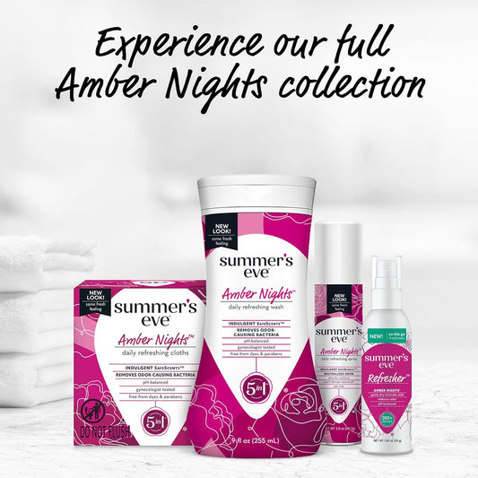 Summers Eve Refresher Mist + Feminine Wash Combo Pack, Amber Nights, 1.89Oz Mist Bottle And 15 Fl Oz Wash